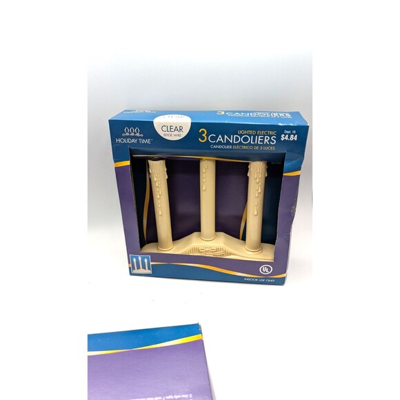 3 Light Electric Candolier Indoor Christmas Candle Lamp Ivory Plastic with Bulbs - Picture 3 of 8